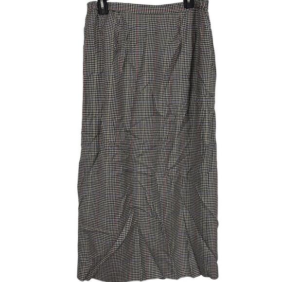 Susan Bristol Wool Blend Pleated Long Lined Houndstooth Skirt USA Made sz 12 - Picture 13 of 16